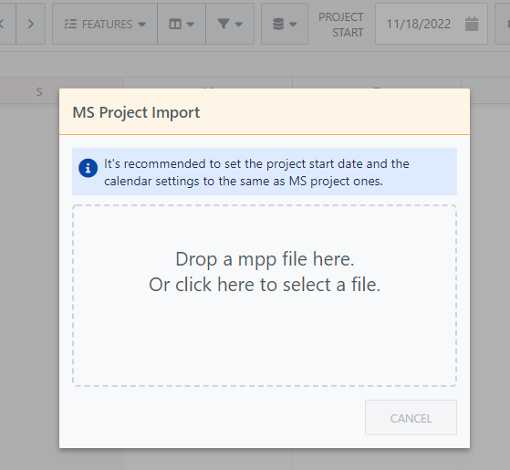 Import MS project file